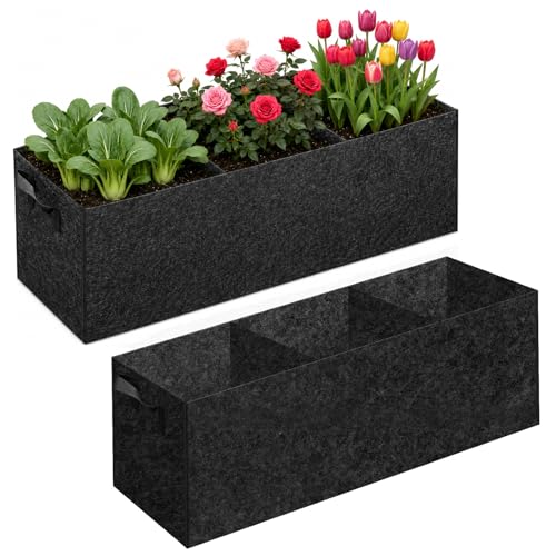 LionWalk 2-Pack Fabric Raised Planter Beds, 22 Gallon, 3x1x1 Ft