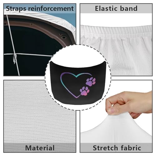 Image of 39x59 Inch Love Heart Dog Paw Print Cover for Car Hood, Car Hood Waterproof Protector All Seasons Universal Car Decorative Accessories Easy Install for Car Hood Protection
