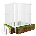 WOMEDUAL 36"W X 45"H Outdoor Air Conditioner Fence Privacy Screen with Metal Stake, Trash Can Screen Fence Pool Equipment Fence, 2 Pack Vertical Freestanding Panels, White