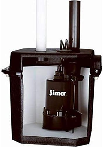 Simer 2925B Self-Contained Above-Floor Corrosion-Resistant Sump/Laundry Sink Pump, 1/4 HP, 115V, 1-1/2" Discharge Pipe, Handles Solids Upto 1/8", 6 Gallon Drainage Tank, Black