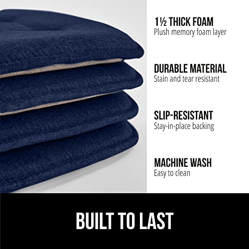 Gorilla Grip Tufted Memory Foam Chair Cushions, Set Of 4 Comfortable Pads For Dining Room, Slip Resistant Backing, Washable Kitchen Table, Office Chairs, Computer Desk Seat Pad Cushion, 16X17 Navy #TOP1