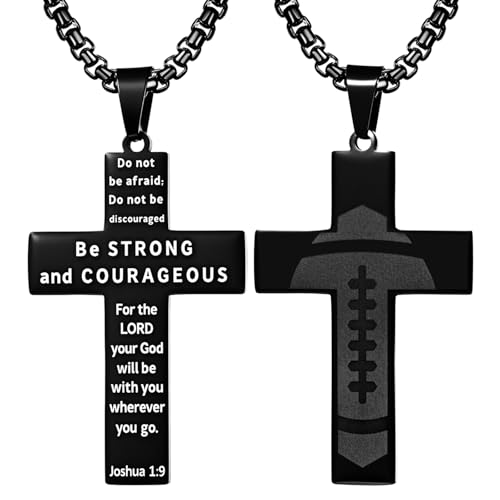 Collier croix football homme en acier anti-irritation et durable