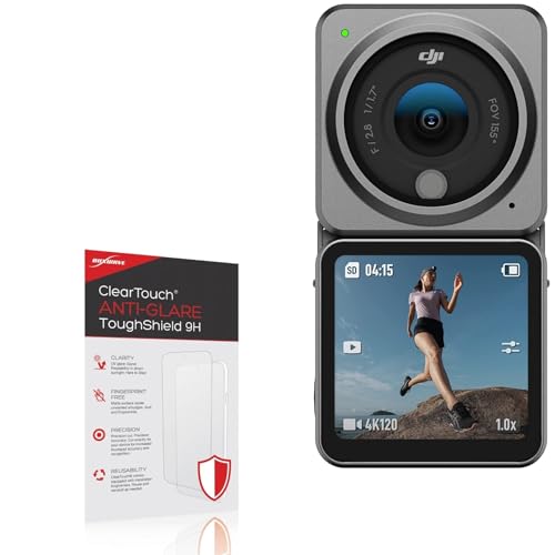 BoxWave Screen Protector Compatible with DJI Action 2 Dual Screen - ClearTouch Anti-Glare ToughShield 9H (2-Pack), Anti-Glare 9H Tough Flexible Film Screen Protector