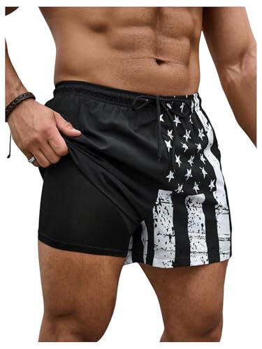 Men's American Flag Graphic Shorts Designer Drippy Summer Beach Shorts Streetwear Black Flag Small