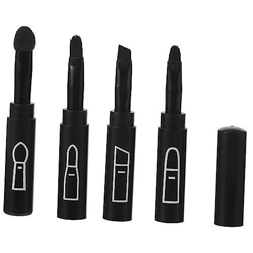 PATKAW 4 1 Brocha De Maquillaje 4 En 1 Cepillo De Laminación De Cejas Depurador De Cara Cepillo De Sombra De Ojos Cepillo De Labios Retráctil Para Lápiz Labial Esponja El Plastico Black