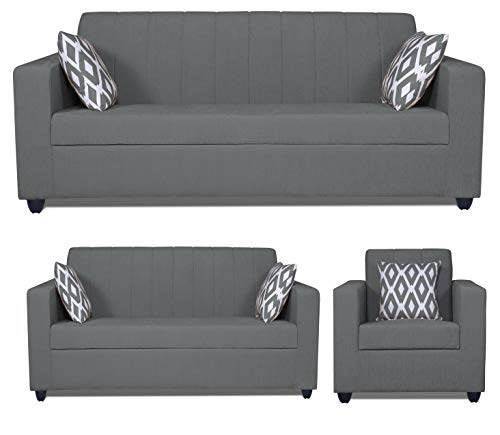 Image of Adorn India Rio Highback 3+2+1 Six Seater Sofa Set (Grey) (3 Year Warranty)