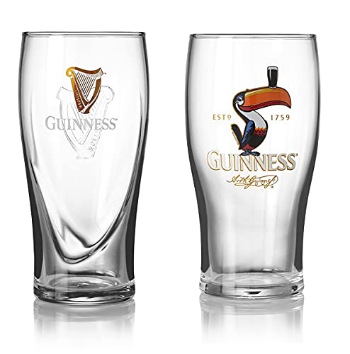 Guinness Official Merchandise Gravity and Toucan - Juego de 2 vasos de pinta