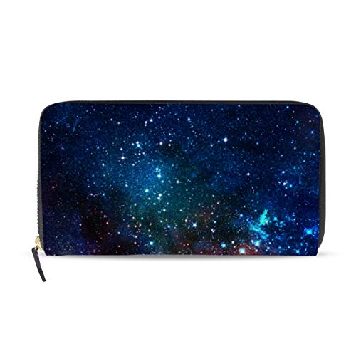 Portefeuille long en cuir femme galaxie zippé