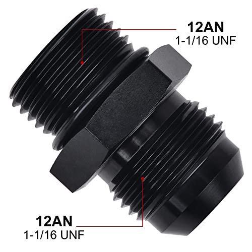 Image of EVIL ENERGY AN12 12AN Flare to 12AN ORB Male O-ring Boss Fuel Pump Rail Adapter Fitting Aluminum Black Pack of 2