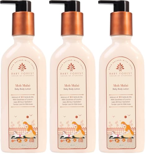 Image of Baby Forest Rich Moisture Nourishing Baby Lotion | With Moisturizing Cream for Baby's Soft Skin | Gentle Daily Care for Newborns & Infants | 200ml | Paraben-Free, Derma Safe (Pack of 3)
