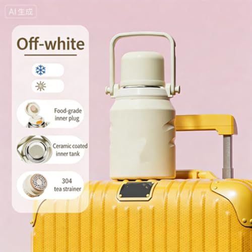Image of 800 /1200 /1500ml Large Capacity 316 Stainless Steel 3-in-1 Lid Vacuum Insulated Handheld Water Bottle Portable Leak-Proof for Office Sports Outdoor as New Year /Valentines Gifts for Family Friends