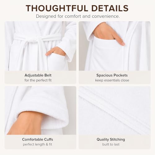 Image of BIOLINEN 100% Cotton Terry Shawl Collar Bathrobe with Slippers