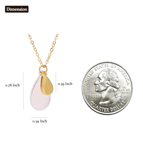 Jojomina Mixed Metal Necklace Gold and Silver Two Tone Jewelry for Women Dainty Teardrop Pendant Necklaces for Mom4