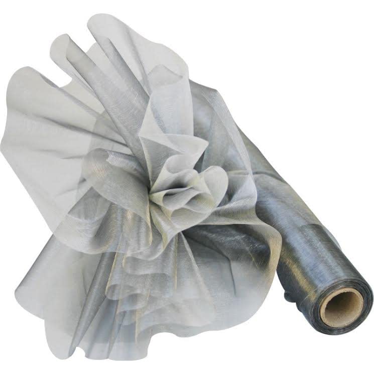 Time to Sparkle 10M x 70cm Sheer Organza Roll Sash Fabric Table Runner Sashes Chair Cover Bows Swags Wedding Party - Silver