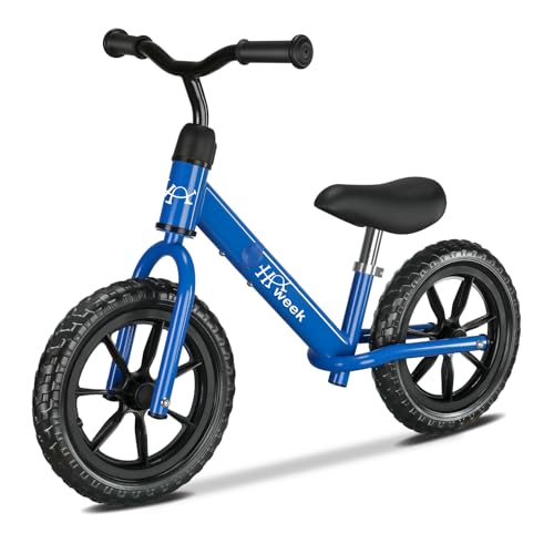 HAWEEK Toddler Balance Bike for 3-5 Year Old 12” No Pedal Training Bike Toys for Kids 2-4 Years Adjustable Seat & Handlebar Birthday Gifts for 1-3 Boys Girls (Blue)