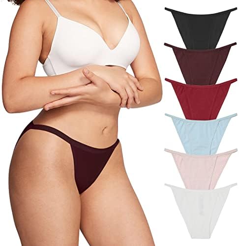 LEVAO Women’s Bikini Panties Cotton Underwear, Plus Size High Cut String Ladies Cheeky Underwear Multipack S-2XL