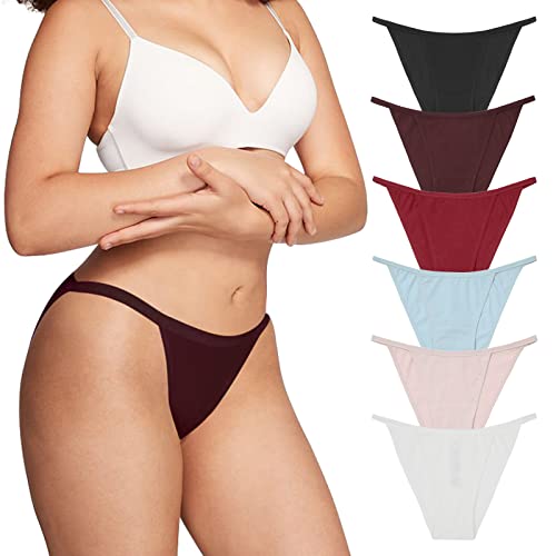 Image of LEVAO Women's Bikini Panties Cotton Underwear Plus Size High Cut String Ladies Cheeky Multipack S-2XL