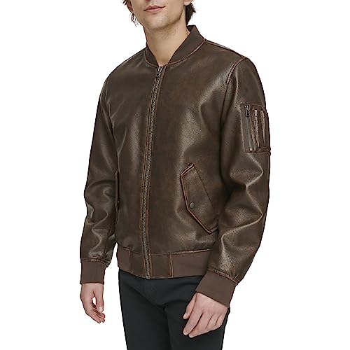 Levi's Men's Faux Leather Varsity Bomber Jacket3