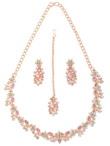 Sukkhi American Diamond AD Stone Studded Floral & Leaf Shaped Ros...