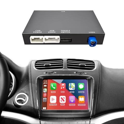 LEXXSON Caja Decodificadora CarPlay Inalámbrica para FIAT Freemont 2013-2018 con Pantalla de 5,8" a 8,4", Android Auto por Cable/Inalámbrico Bluetooth Navegación WiFi Control de Fábrica, Plug & Play