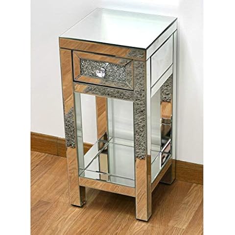 DRW Mesa Auxiliar telefonera de Espejos con Brillantes Cover