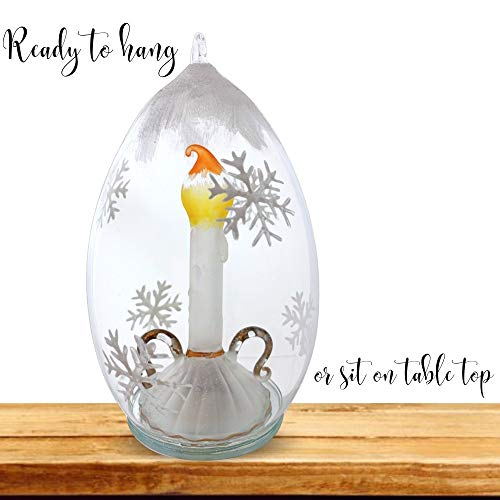 Led Lighted Christmas Ornament - Candle Inside With Glittery Snowflake Accents On The Outside #TOP2