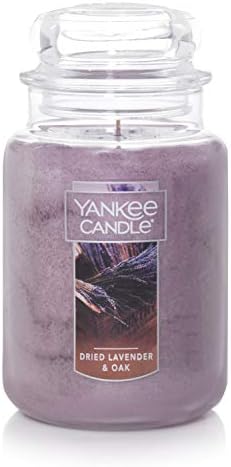 Yankee Candle Dried Lavender & Oak​ Scented, Classic 22 Oz Large Jar Single Wick Candle, Over 110 Hours of Burn Time
