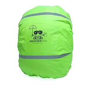 Weatherman Waterproof Rain Cover for School Bag and Rucksack, Bright Signal Colour, With Elastic Band, Rain Cover, Security Cover, Safety Case Cover, green