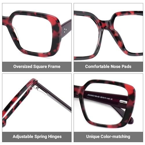 Image of Zeelool Oversized Square Glasses Frame for Women Men with Non-prescription Clear Lens JGA962156