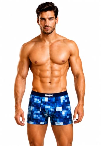 Image of BONO Men's Printed Trunks Regular Fit Cotton Blend Anti-Bacterial Microfibre Comfortable Waistband Underwear