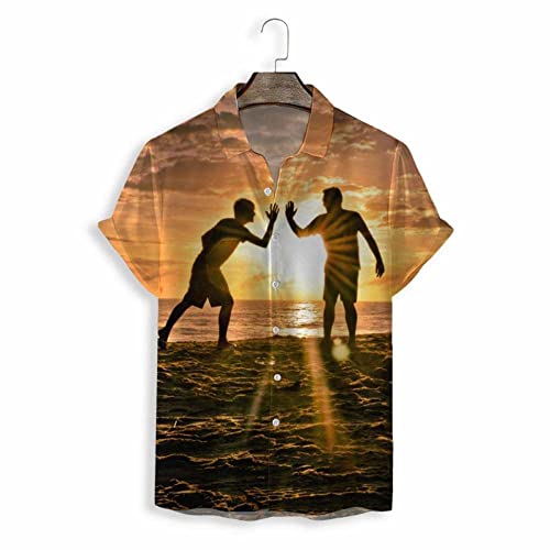 Chemise tropicale de fête pour homme imprimé Sea Sunrise coupe droite confort