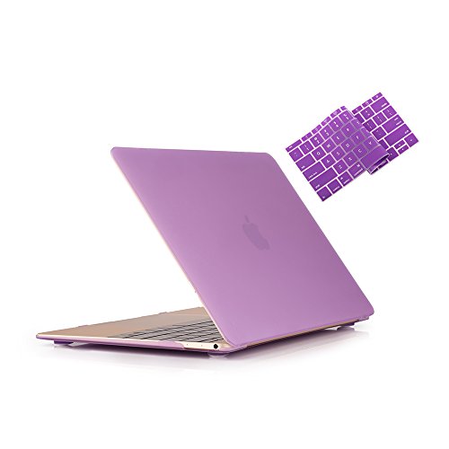RUBAN Case Compatible with MacBook 12 Inch A1534 - Slim Snap On Hard Shell Protective Cover and Keyboard Cover, Purple