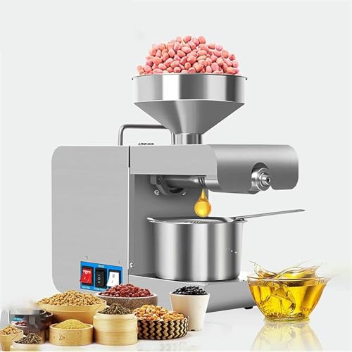 FKINGLRK Máquina para Aceite de Girasol, Prensa de Aceite en frío, Extractor de Aceite hidráulico de Acero Inoxidable para Uso doméstico, exprimidor de Semillas y Aceite de Oliva.