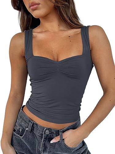 ForeFair Women Sleeveless Sexy Backless Going Out Crop Top Y2K Strappy Ruched Tank Top Summer Tight Slim Fit Cute Tops