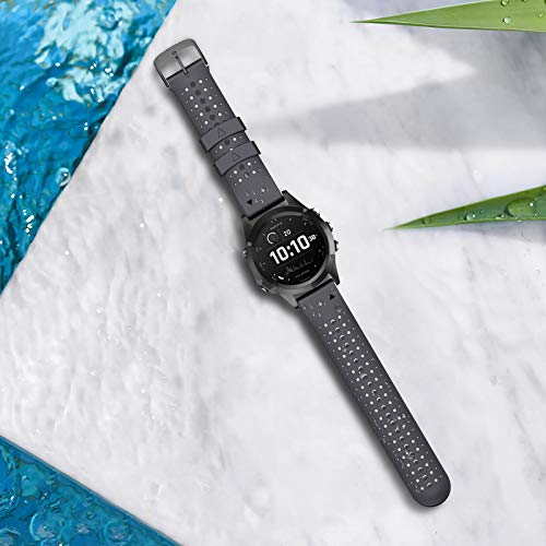 Correa compatible para reloj Fenix 22mm silicona negra/gris miniatura 5