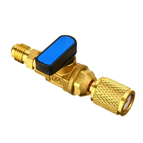 TVLGLKECET 1PC Straight SHUT-OFF Ball Valve Adapter Tool Fit For R410a R134a 1/4