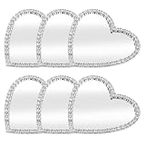 ZUNOXAZ 6Pcs Heart Shaped Rhinestone Phone Case Mirrors Stick-on DIY Phone Decoration Accessories for Girls Portable Makeup Mirror