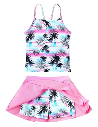 WhizBuzz Girls Swimsuits Size 4-5 Years Old Two Piece Swimwear Pink Green Coconut Bathing Suits for...