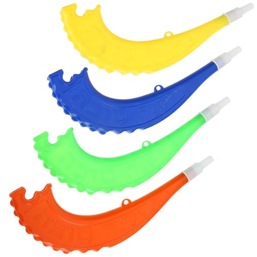 Kisangel 4pcs Plastic Stadium Horns, Trumpet Noise Makers Handheld Cheer Air Horns for Sporting Events School Spirit Toys(Random Color)
