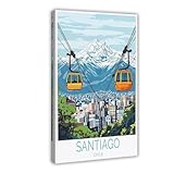 Santiago - Póster de viaje en lienzo, decoración de dormitorio, paisaje, oficina, habitación, regalo, 60 x 90 cm