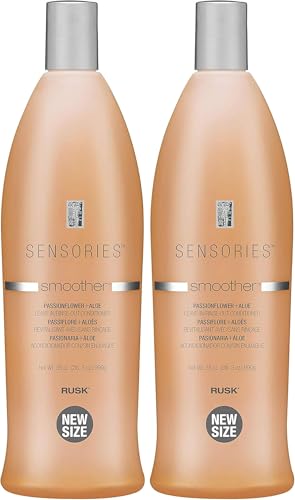 RUSK Sensories Smoother Passionflower and Aloe Leave-In Smoothing Conditioner,Provides Shine,and Body,35 oz,(Pack of 2)