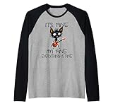 it's fine i'm fine everything is fine funny black cat chitarra maglia con maniche raglan
