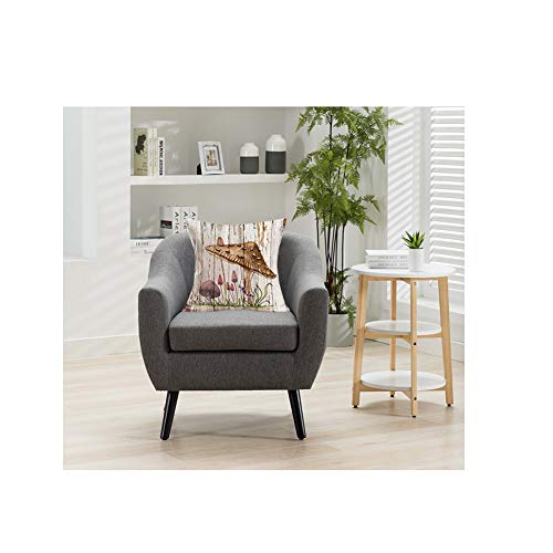 Fukeen Colorful Mushroom House Throw Pillow Covers Set Of 4 Vintage Wood Background With Lotus Leaf Flower Ladybug Insects Pillow Cases Spring Farmhouse Decorative Cushion Cover Cotton Linen 18”X18” #TOP1