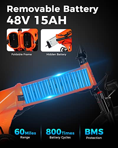 Yamee Xl 750W Folding Electric Bike,Mobile Phone App Control Ebike,Shimano 8-Speeds Ebike For Adults 48V 15Ah Removable Hidden Battery City Ebike 20" 4.0 Fat Tire Commuting Ebike #TOP3