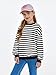 Haloumoning Girls Striped Crewneck Sweatshirt Kids Long Sleeve Oversized Fashion Pullover Tops Fall Clothes 5-14 Years Black