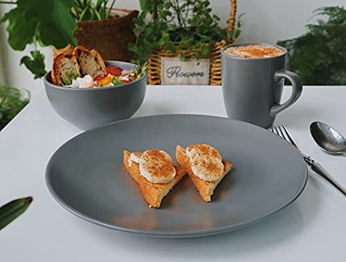 Famiware Dinnerware Set, 16 Piece Dishes Set, Plates And Bowls Set For 4, Gray Matte… #TOP5
