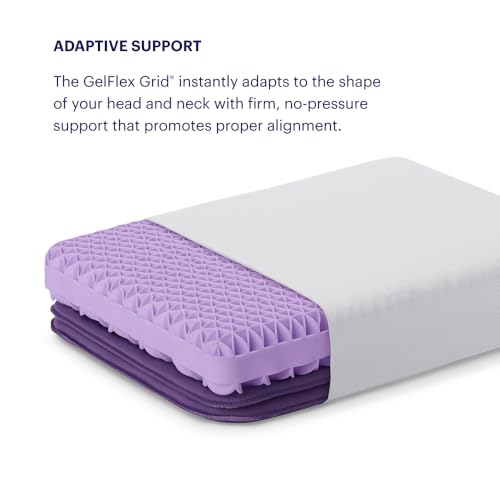 Purple Pillow - The Most Supportive Pillow Science Can Dream Up, Adjustable Boosters for Personalized Height, Made with GelFlex Grid, Ergonomic Support, Standard Size