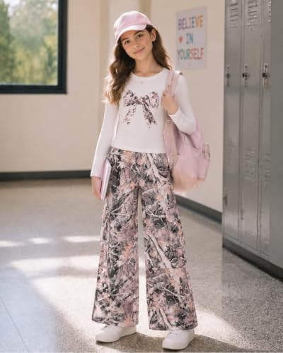 Image of Tween Girls Clothes 2 Piece Outfit Long Sleeve Top + Cargo Pants Fall Winter Clothing Set, Sizes 7-15 Years