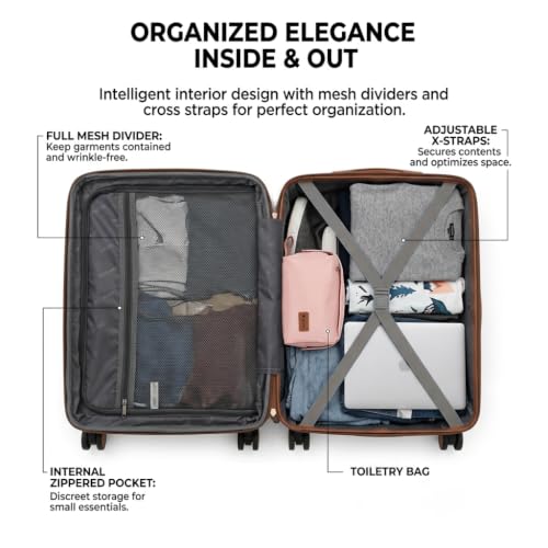 Rosamo 5 Piece Luggage Set Expandable Suitcase 22x14x9 Airline Approved Carry on, ABS Hard Case Suitcases with Spinner Wheels, TSA Lock, Yellow, 5PCS, Central Hardside Expandable Luggage with Spinner by Rosamo - Image 8