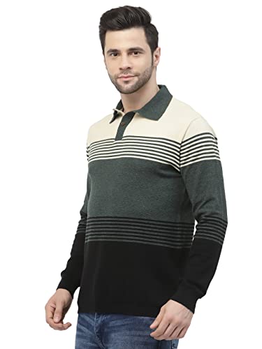 Image of Kalt Mens Basic Solid Full Sleeves Polo Cotton Blend Knitted Regular Fit Polo-Neck T-Shirts with Collar Stylish